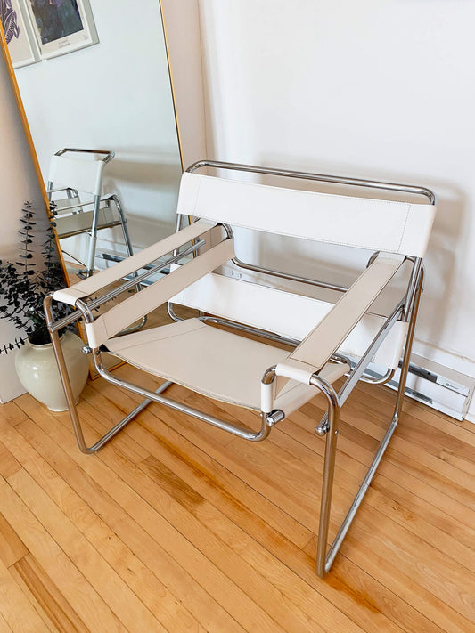 Chaise Mid-century Wassily blanche