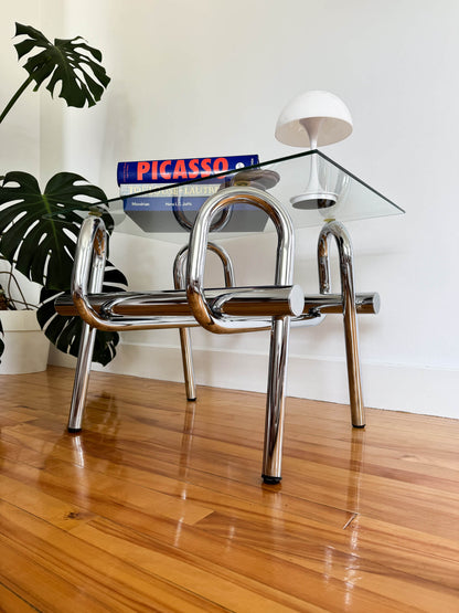 Table à café sculpturale chromée, 70s