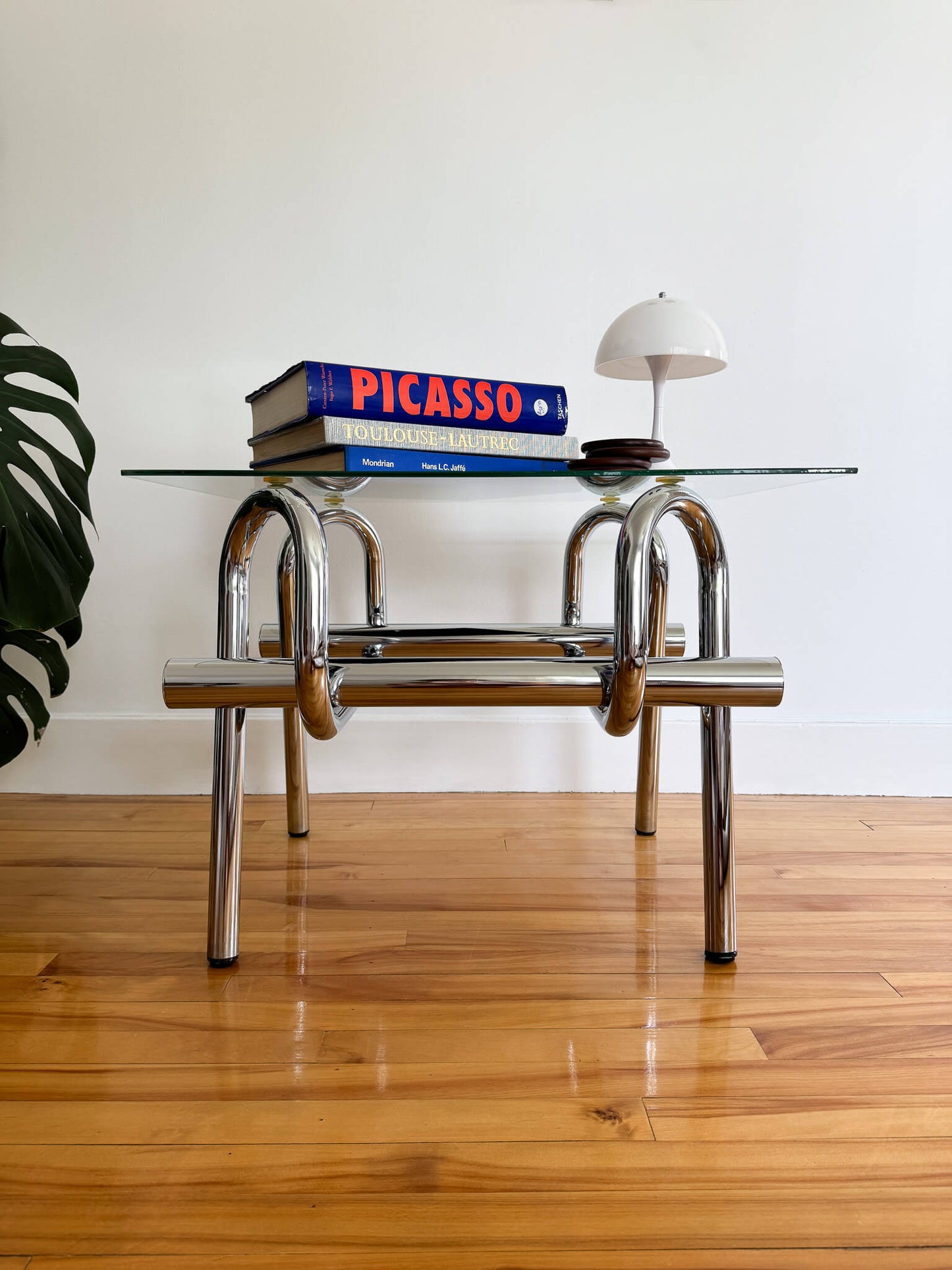 Table à café sculpturale chromée, 70s