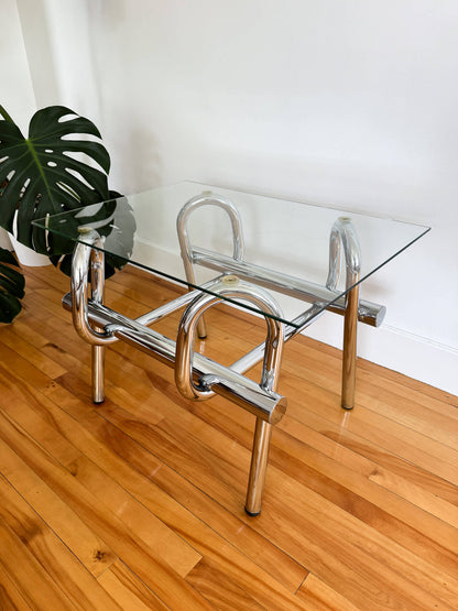 Table à café sculpturale chromée, 70s