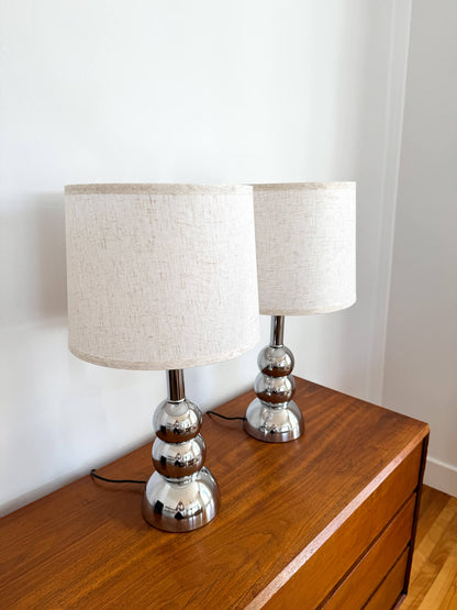 Lampes de table vintage chromées 70s