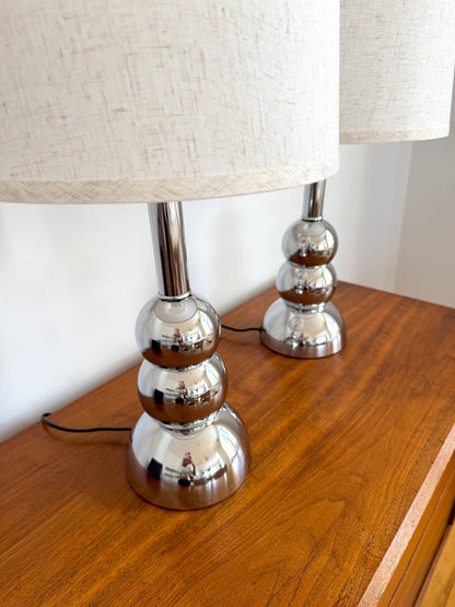 Lampes de table vintage chromées 70s