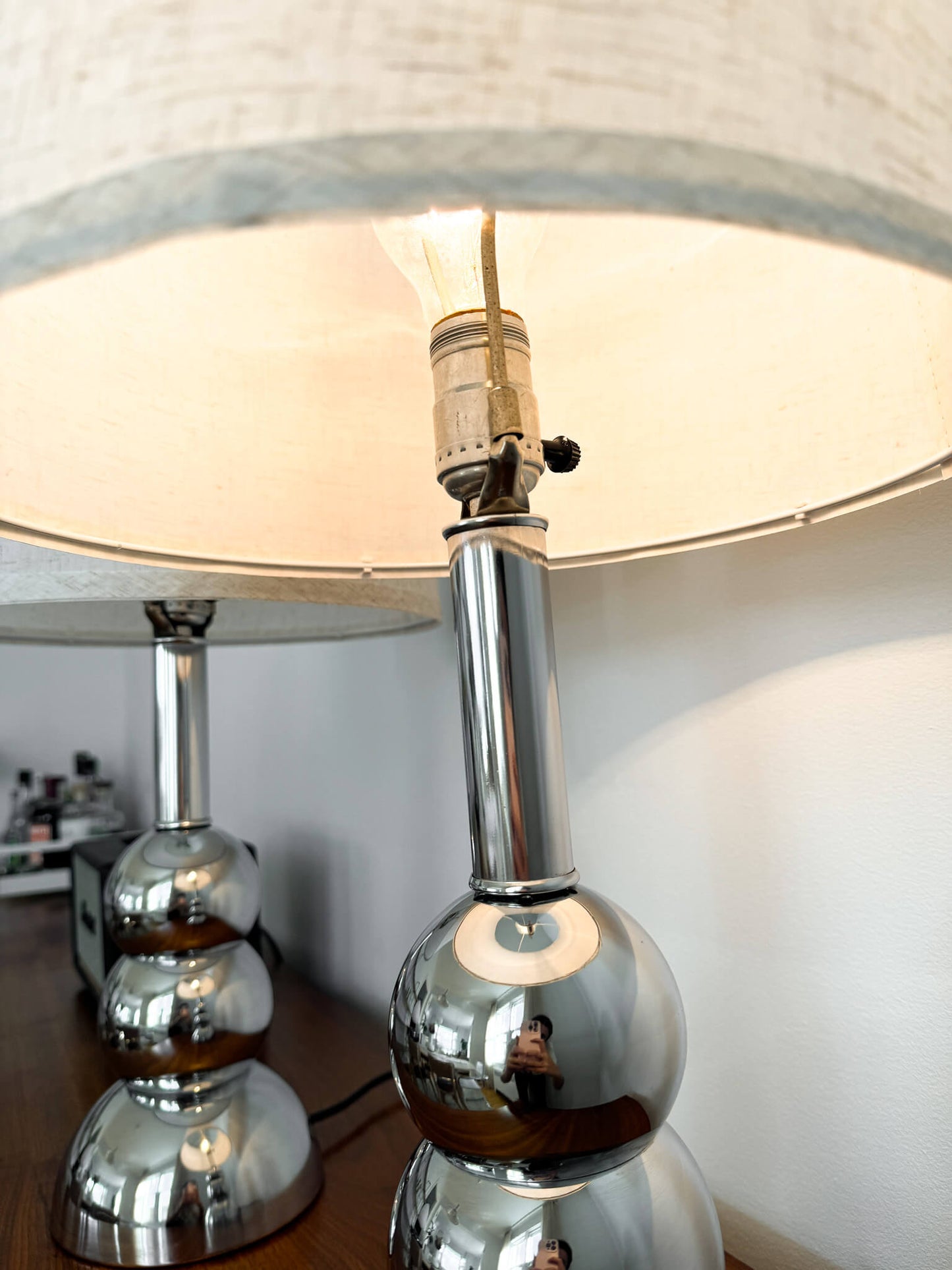 Lampes de table vintage chromées 70s