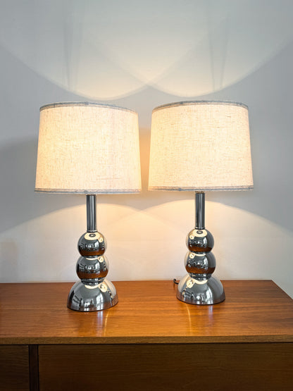 Lampes de table vintage chromées 70s