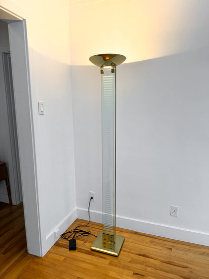 Lampe sur pied vintage en verre et laiton par Mauro Martini pour Fratelli Martini, 1980s