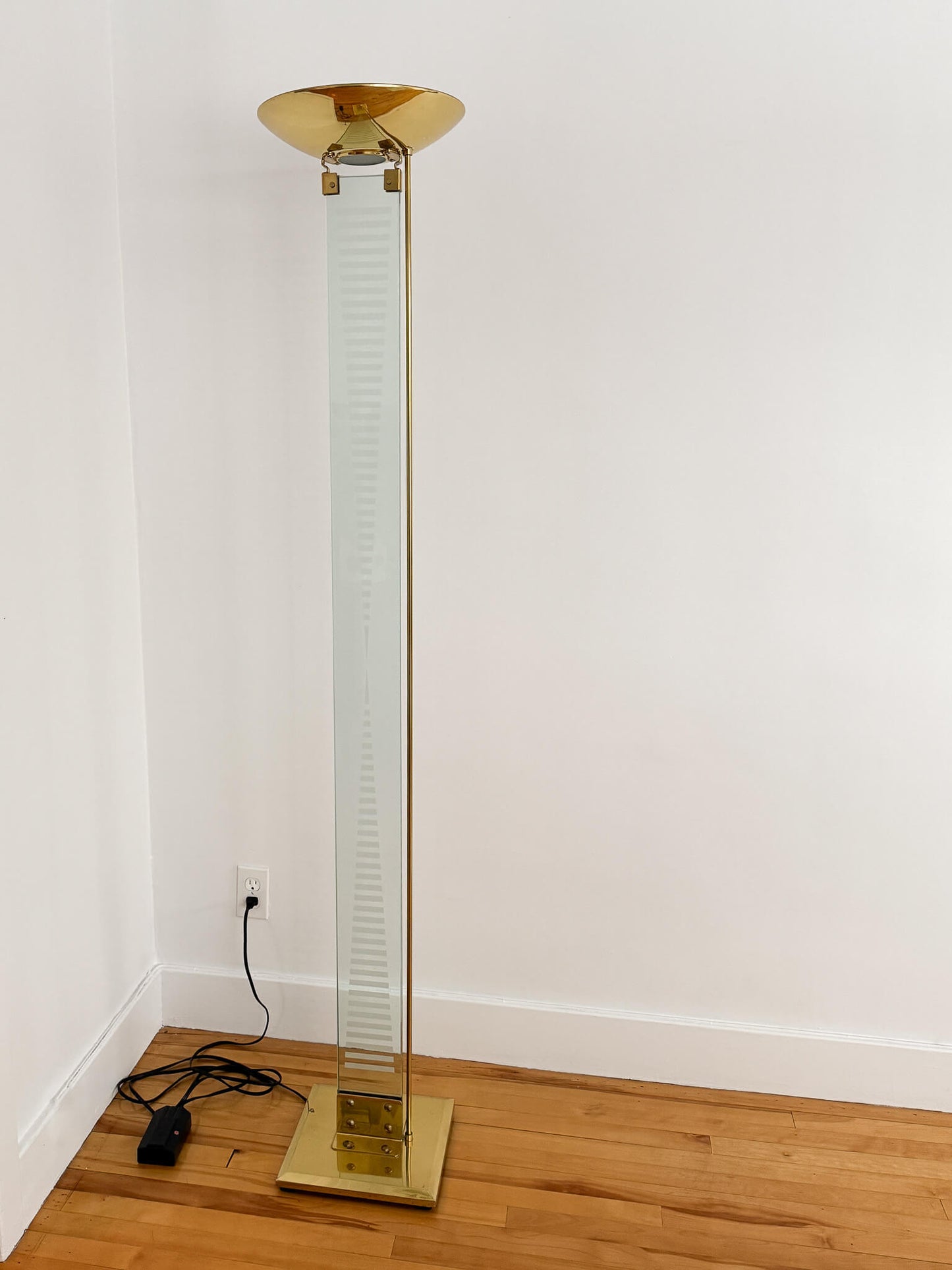 Lampe sur pied vintage en verre et laiton par Mauro Martini pour Fratelli Martini, 1980s