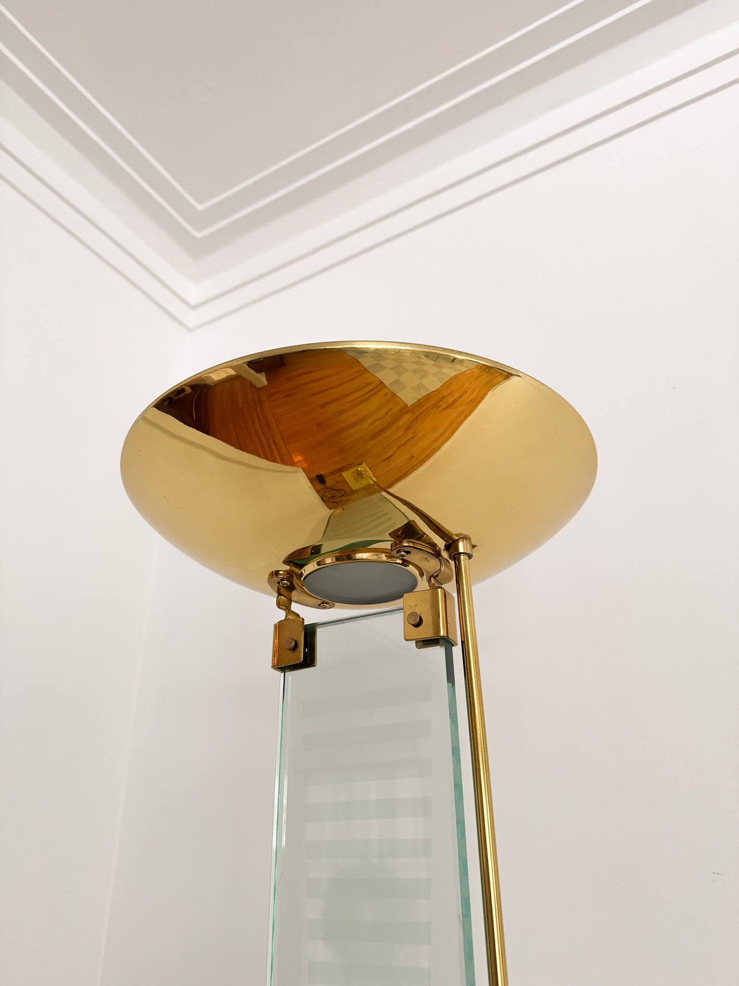 Lampe sur pied vintage en verre et laiton par Mauro Martini pour Fratelli Martini, 1980s