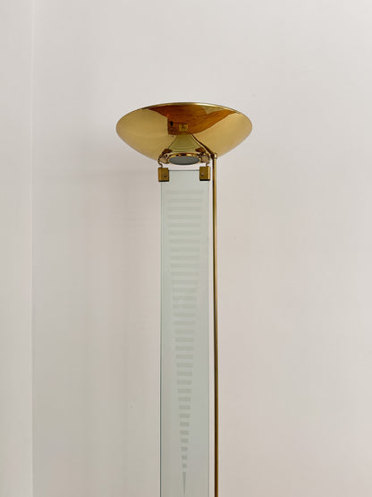 Lampe sur pied vintage en verre et laiton par Mauro Martini pour Fratelli Martini, 1980s