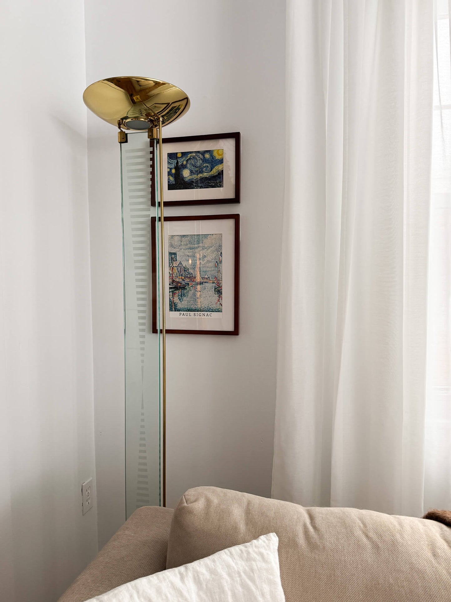 Lampe sur pied vintage en verre et laiton par Mauro Martini pour Fratelli Martini, 1980s