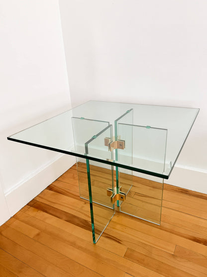 Tables à café vintage en verre et laiton par Leon Rosen, 1980s