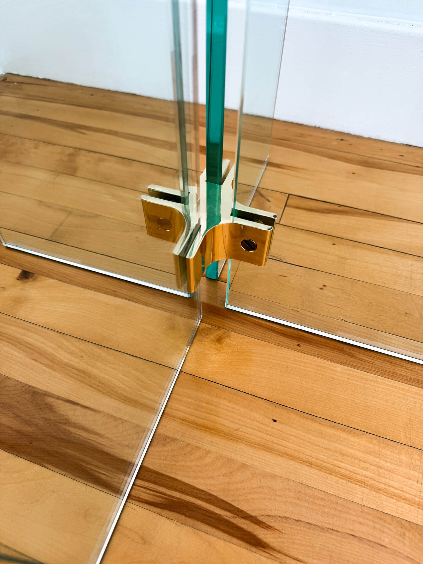 Tables à café vintage en verre et laiton par Leon Rosen, 1980s