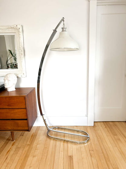 Lampe sur pied vintage Mid-Century en arc avec hauteur ajustable