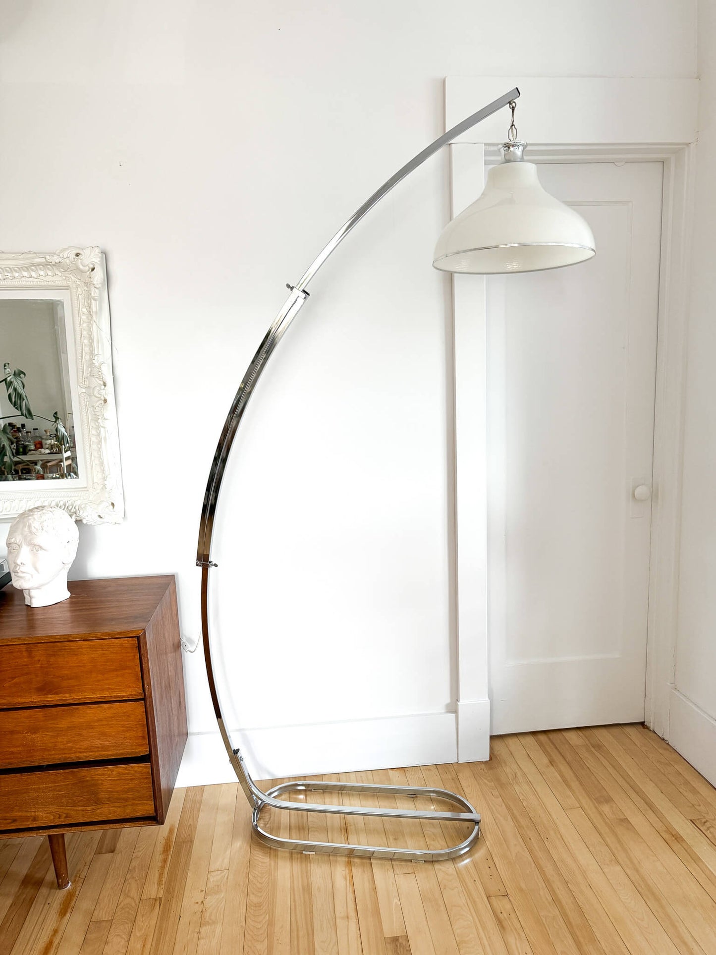 Lampe sur pied vintage Mid-Century en arc avec hauteur ajustable