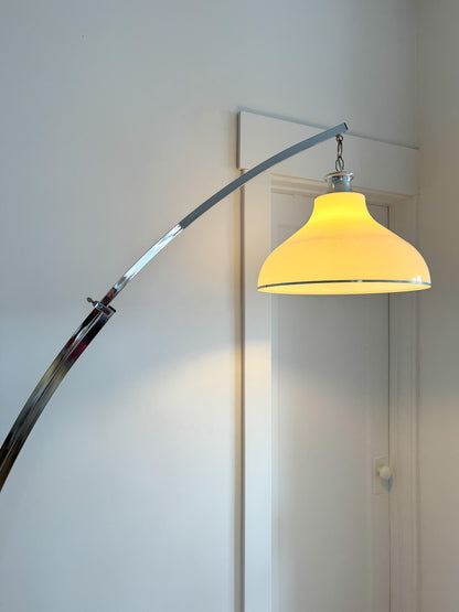 Lampe sur pied vintage Mid-Century en arc avec hauteur ajustable