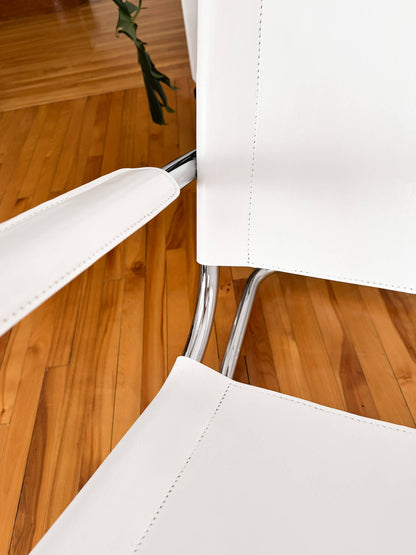 Fauteuil à bascule vintage en cuir et acier par Fasem, Italie, 80s