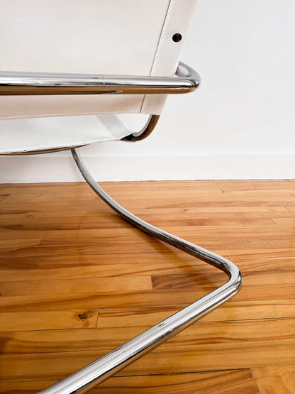 Fauteuil à bascule vintage en cuir et acier par Fasem, Italie, 80s