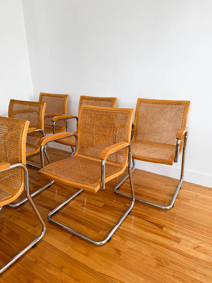 Ensemble de 6 chaises Cesca rares et table Milo Baughman extensible, 70s