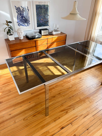 Ensemble de 6 chaises Cesca rares et table Milo Baughman extensible, 70s