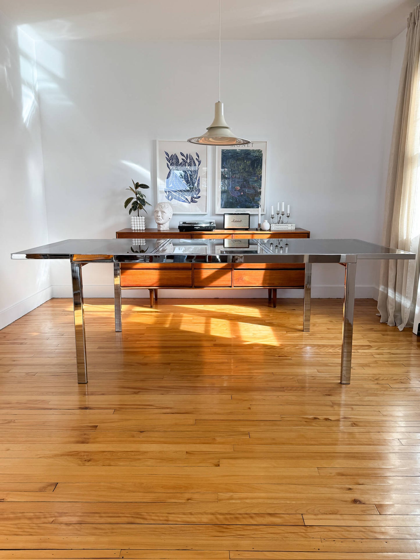 Ensemble de 6 chaises Cesca rares et table Milo Baughman extensible, 70s