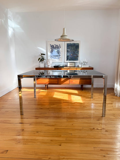 Ensemble de 6 chaises Cesca rares et table Milo Baughman extensible, 70s