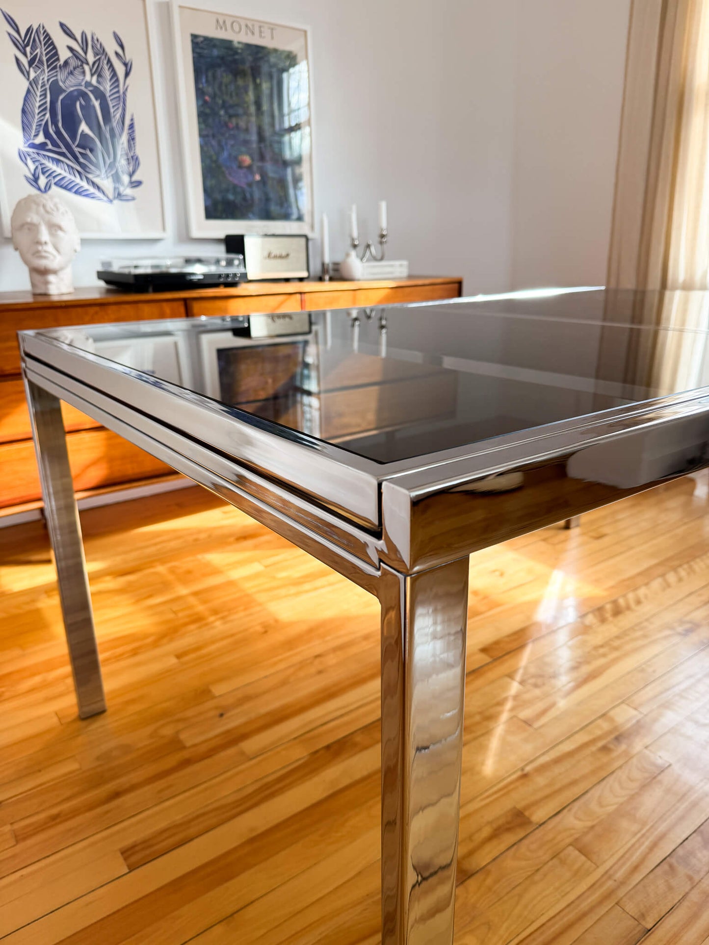 Ensemble de 6 chaises Cesca rares et table Milo Baughman extensible, 70s