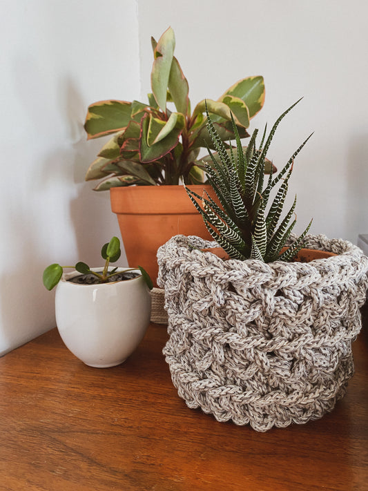 CHRYSANTHÈME, cache-pot au crochet