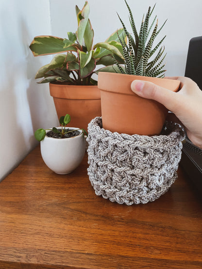 CHRYSANTHÈME, cache-pot au crochet